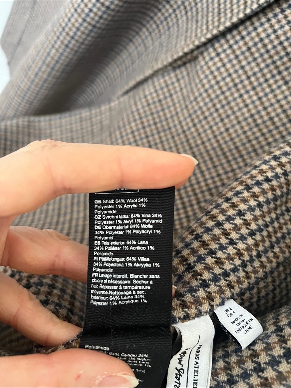 & Other Stories Brown Houndstooth Double-Breasted Trench Coat - Picture 5 of 6